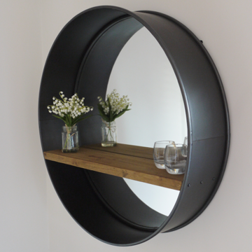Retro Wall Mirror with Shelf